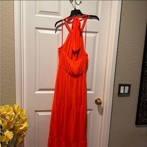 AQUA MAXI DRESS in beautiful bright orange color excellent to wear day or night